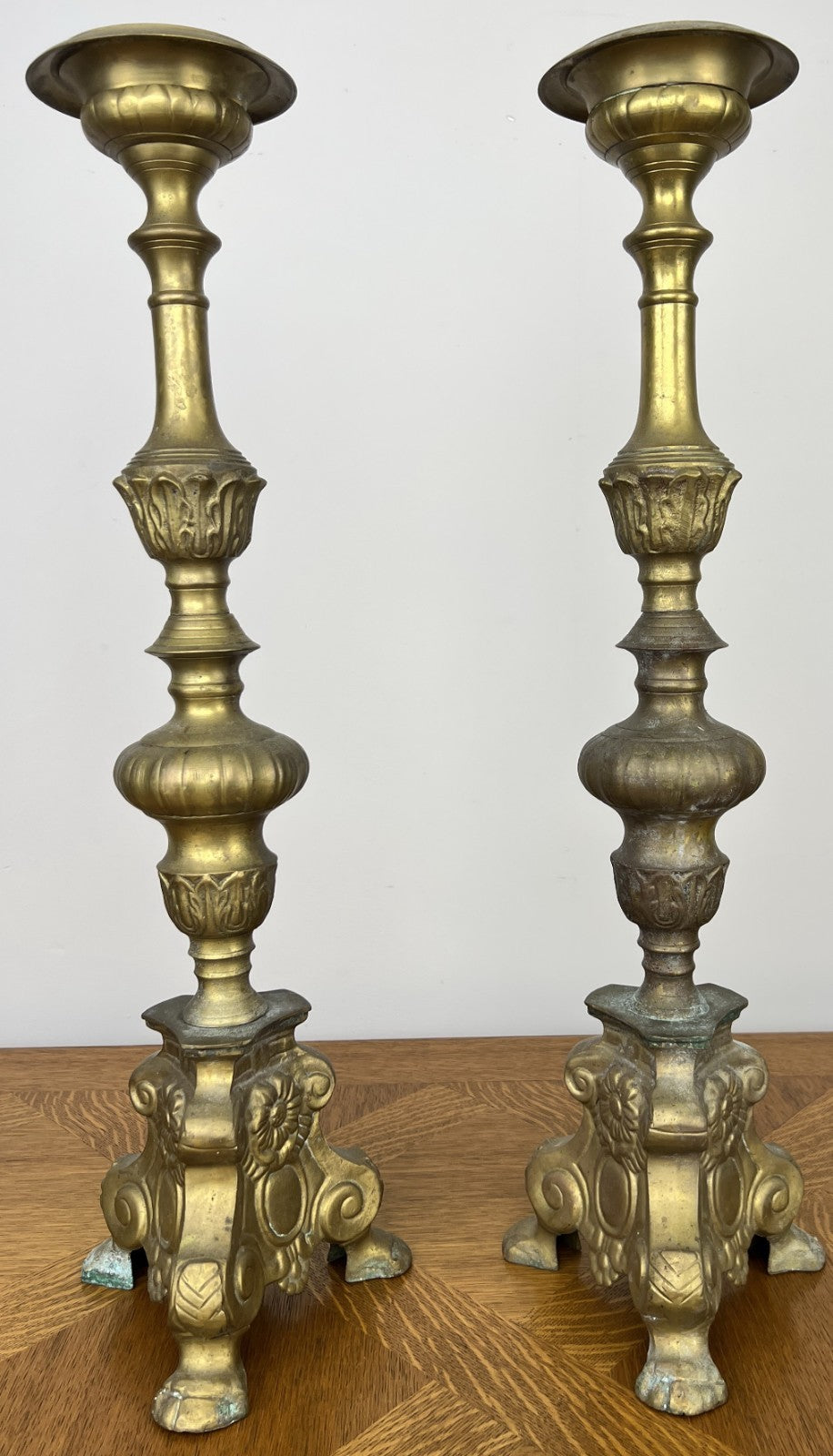 Pair of Candle Holders Vintage Brass Ornate Decorative Candlesticks LOT 60230