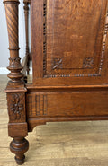 Bed Antique French Style Oak Double Bed Frame Carved Headboard LOT 61516