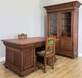 Desk Antique French Style Oak Double Sided Carved Pedestal Desk LOT 6514