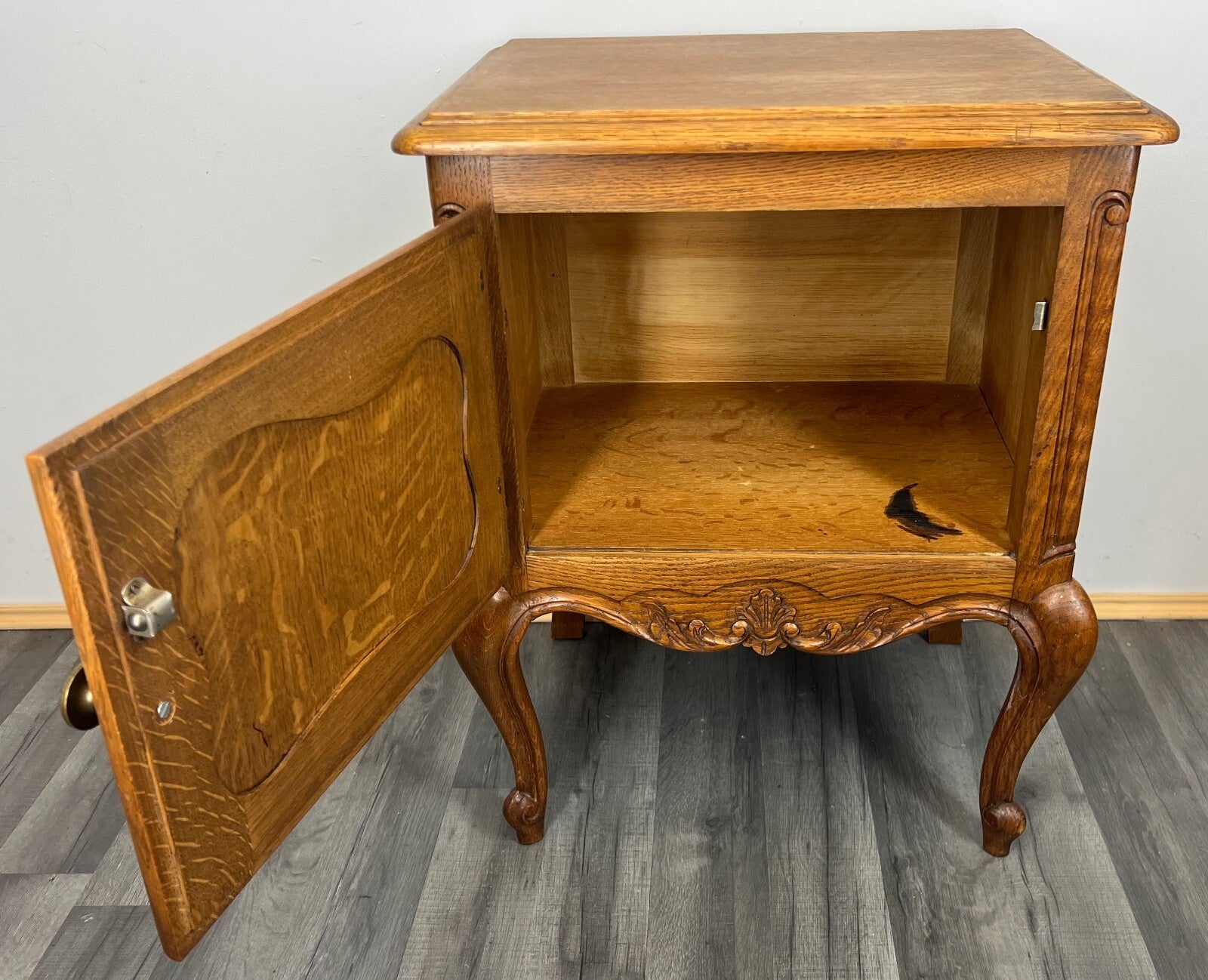 Pair of Bedside Tables Vintage French Louis Oak Nightstands Cabinets LOT 346910