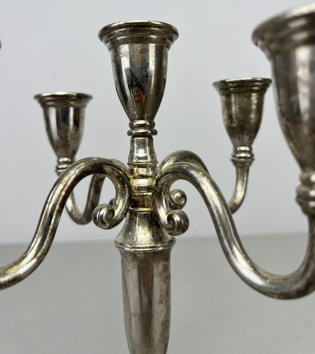 Pair of Candelabras Vintage French Style Metal Five Arm Candle Holders LOT 6482
