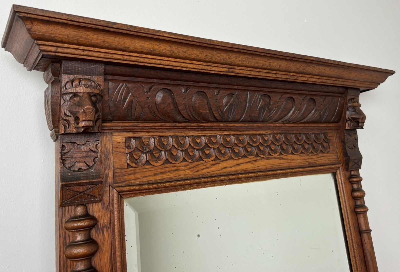 Mirror Antique French Oak Wall Mirror Home Decor Carved Wall Frame LOT 63691