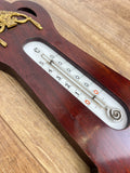 Barometer Vintage Brass Mahogany Wall Barometer Thermometer Hygrometer LOT 60867