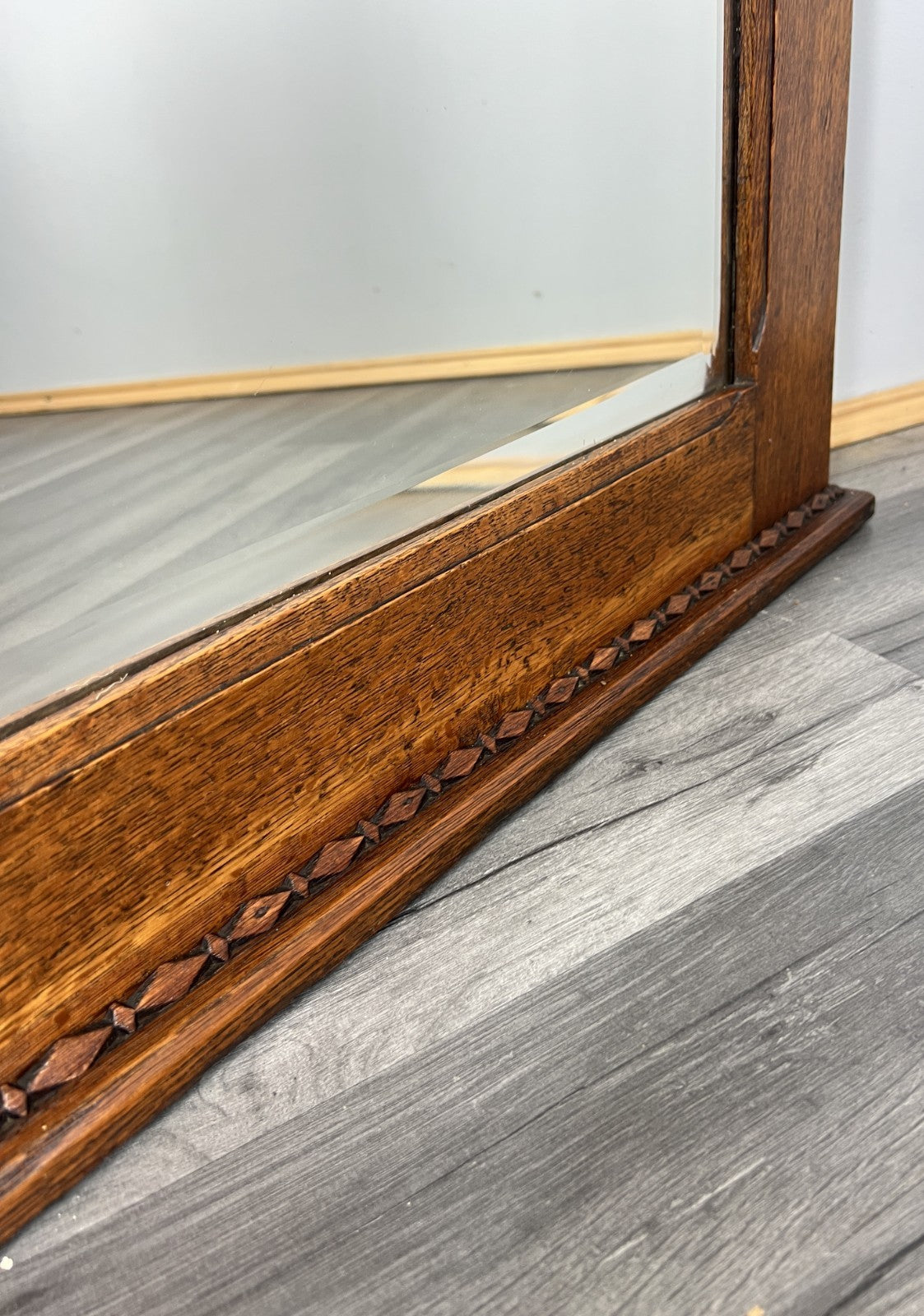 Antique French Style Carved Wall Mirror Oak Ornate Wall Frame LOT 45473