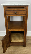Bedside Table Antique French Style Marble Top Oak Cabinet Nightstand LOT 624110