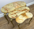 Nested Tables Vintage French Marble Onyx Brass Tables Set LOT 49707