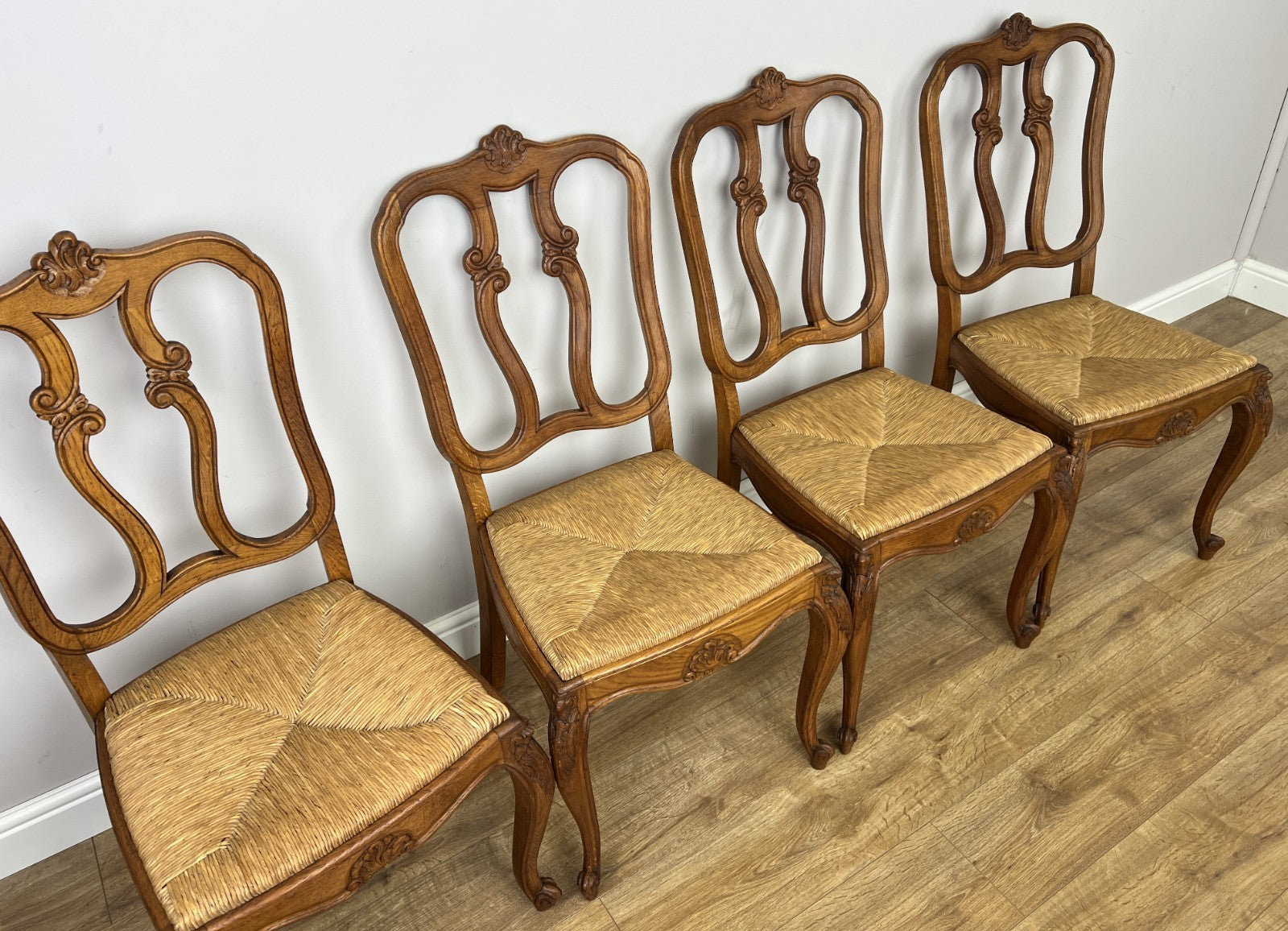 Dining Chairs Vintage French Louis Style Oak Set of 8 Upholstered Seats LOT 63455