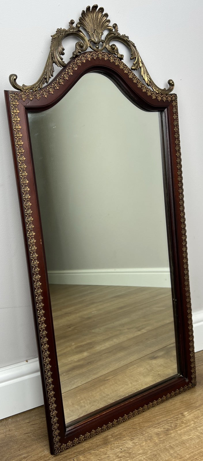 Mirror Vintage French Oak Brass Ornate Wall Mirror Decorative Frame LOT 60180