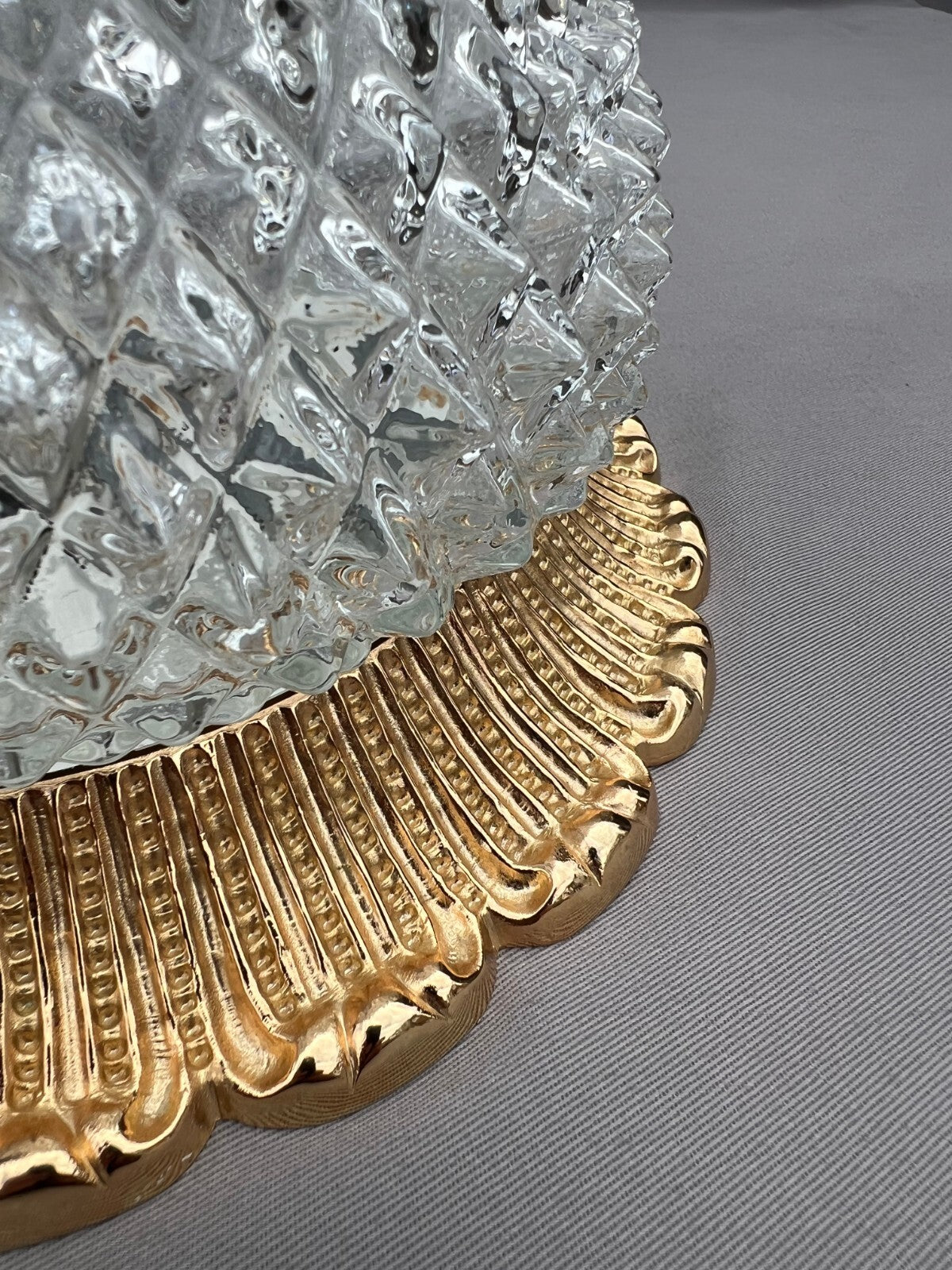 Ceiling Lamp Vintage French Brass Pressed Crystal Pendant Chandelier LOT 60012