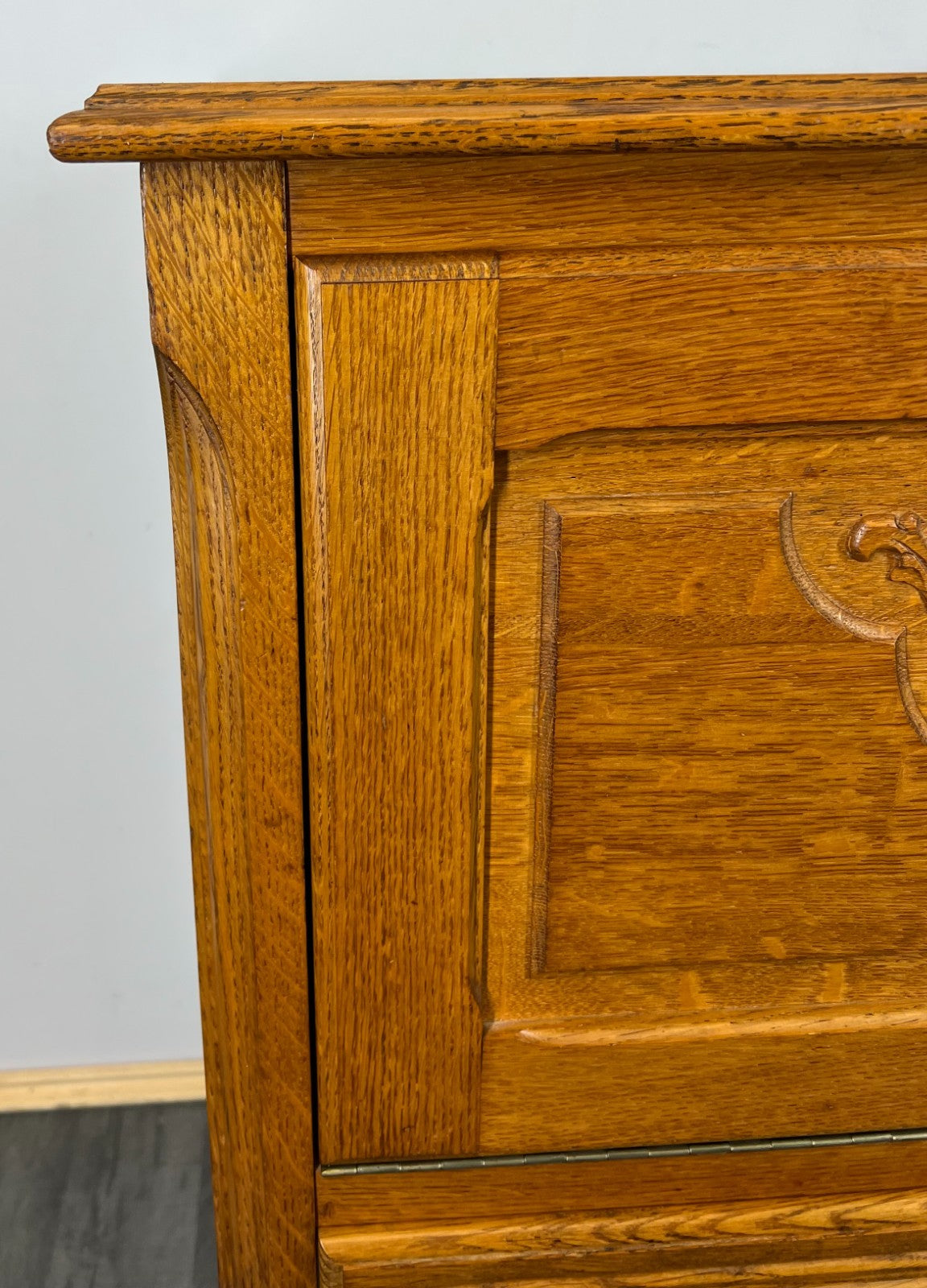 Cabinet Vintage French Louis XIV Style Drop Front Oak Carved Sideboard LOT 18122