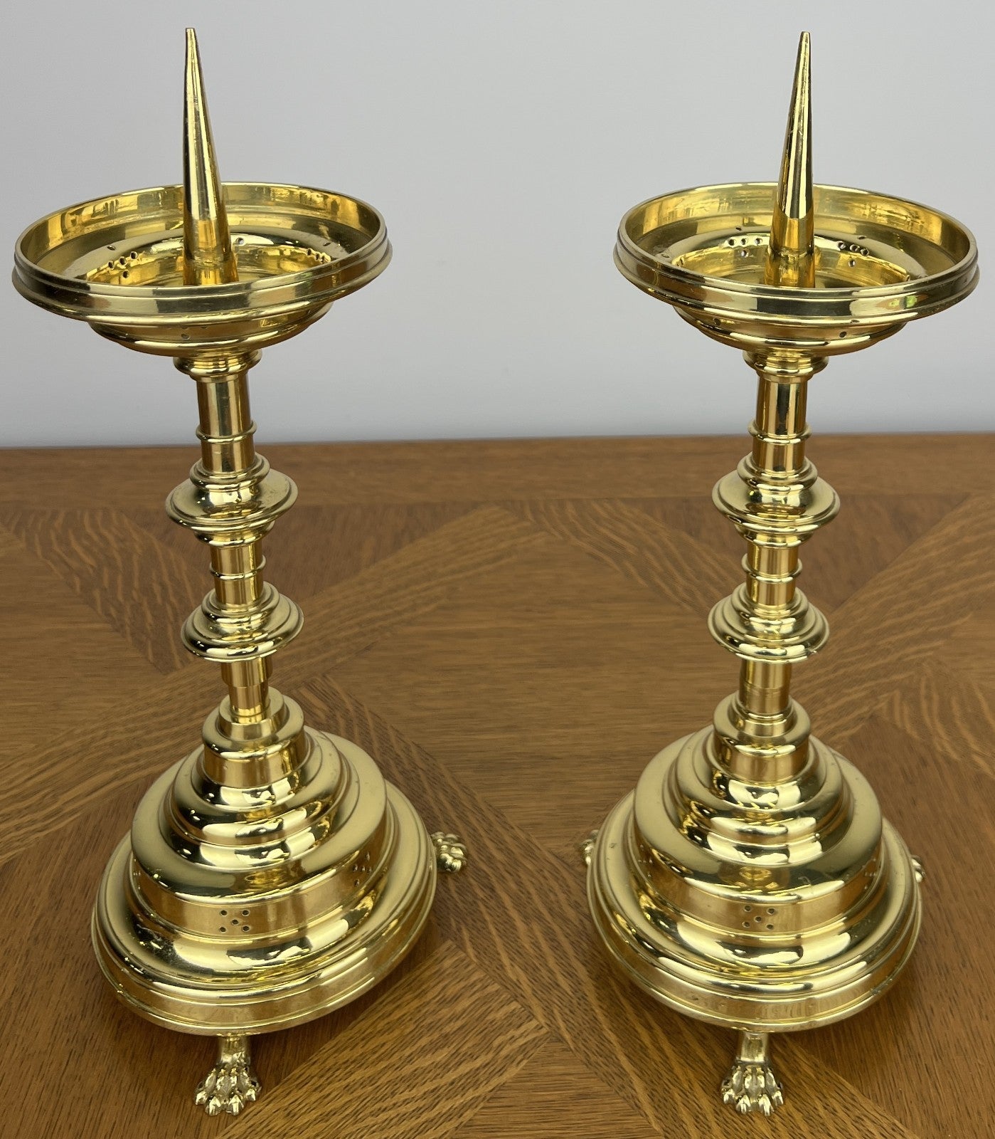 Pair of Candle Holders Vintage French Style Brass Gold Candlesticks LOT 60302