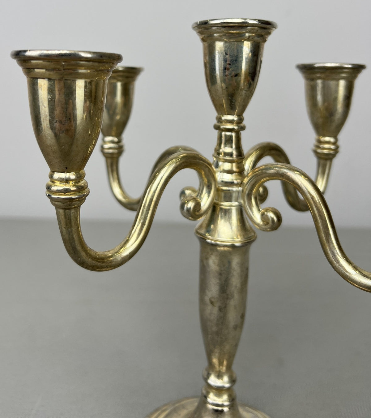 Pair of Candelabras Vintage French Style Metal Five Arm Candle Holders LOT 6483
