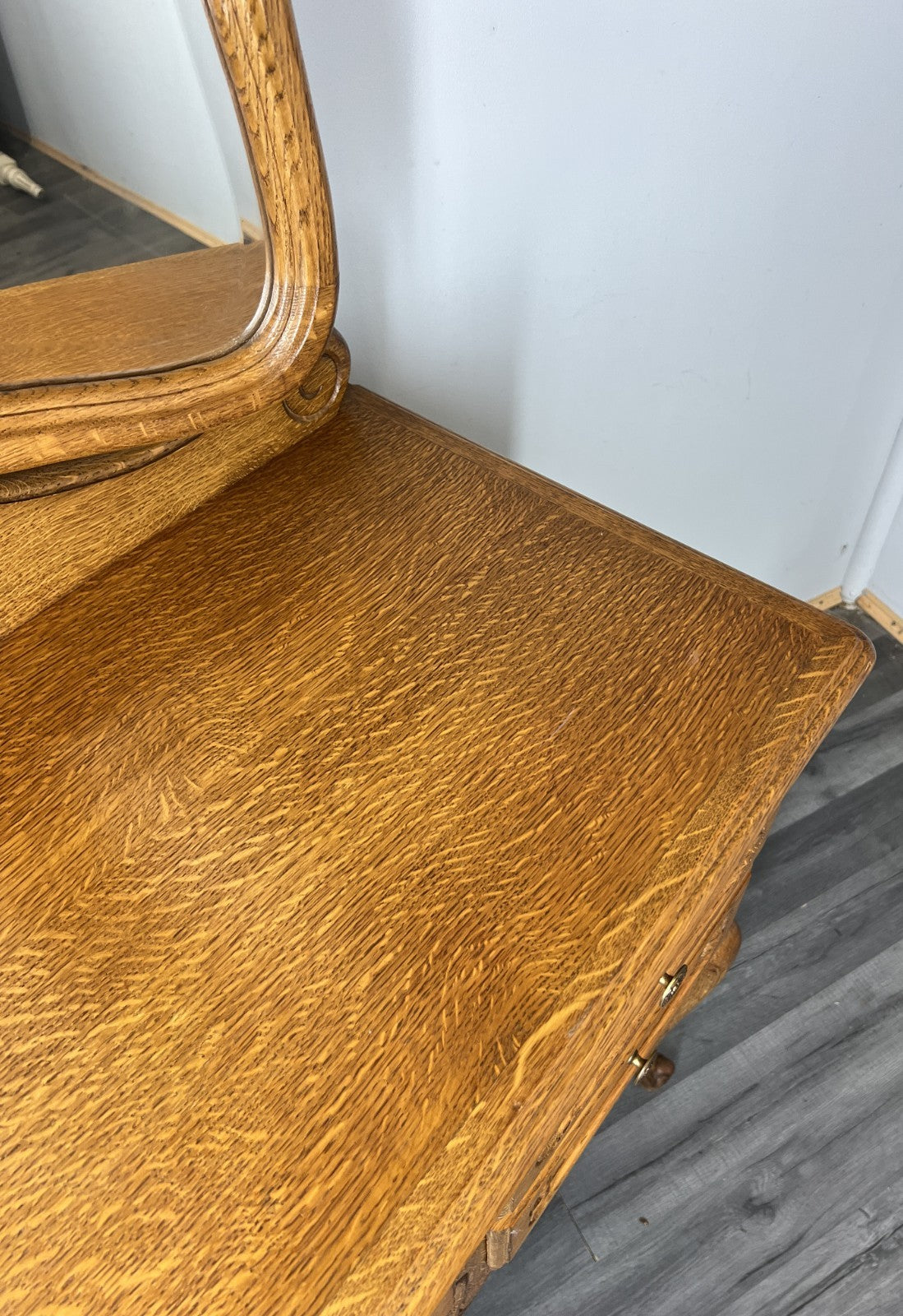 Vintage Dressing Table with mirror French Louis Oak Vanity Table Makeup LOT 45628