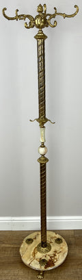 Standing Coat Hanger Vintage French Brass and Onyx 9 Hooks Coat Rack LOT 60751