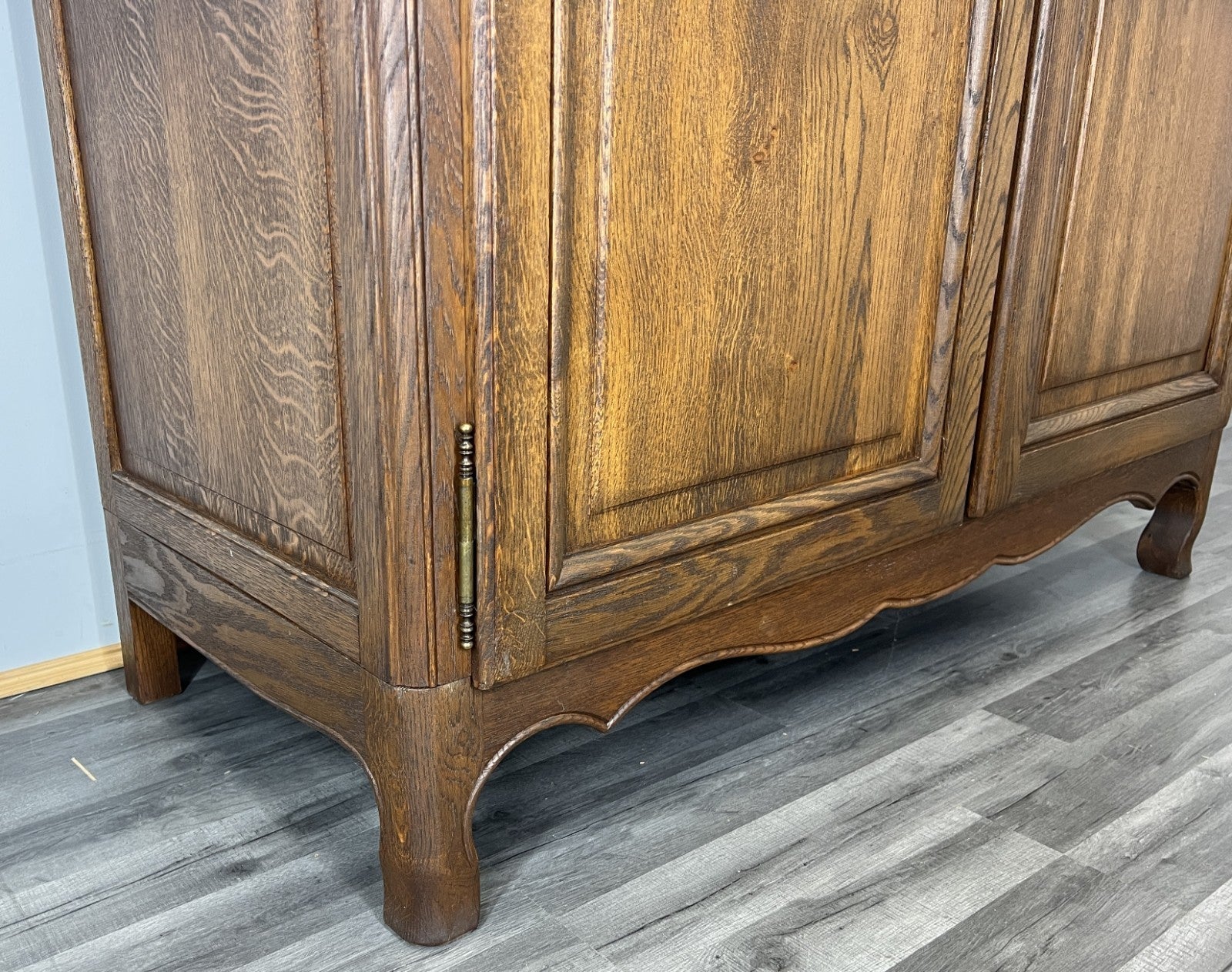 Wardrobe Vintage French Louis XVI Oak Double Door Carved Armoire LOT 48028