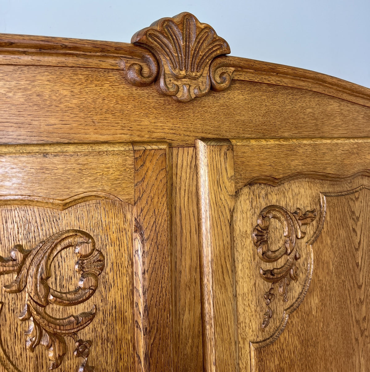 Wardrobe Vintage French Louis XVI Style Oak Four Door Carved Armoire LOT 6533