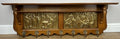 French Vintage Coat Rack Oak 7 Hooks Wall Shelf Brass Panel Coat Hanger LOT 49594
