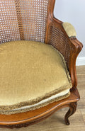 Armchair Vintage French Style Cane Upholstered Accent Carved Chair LOT 63117
