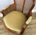 Armchair Vintage French Style Cane Upholstered Accent Carved Chair LOT 631111