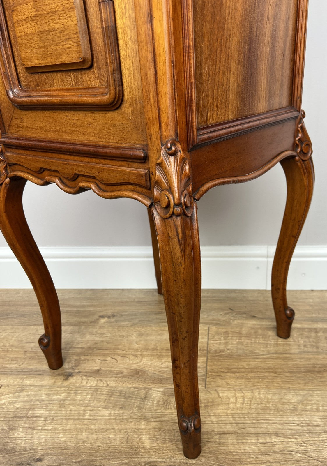 Pair of  Bedside Tables Antique French Louis Walnut Marble Top Cabinets LOT 48948