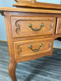 Vintage Dressing Table with Mirror French Oak Louis Vanity Table Makeup LOT 45177