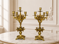 Pair of Candelabras Vintage French Style Ornate 5 Arm Candle Holders LOT 6475