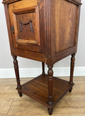 Bedside Table Antique French Oak Marble Top Cupboard Carved Cabinet LOT 60139