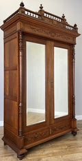Wardrobe Antique French Oak Two Door Mirrored Carved Armoire Cabinet LOT 61533