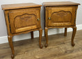 Pair of Bedside Tables Vintage French Louis Oak Nightstands Cabinets LOT 62972