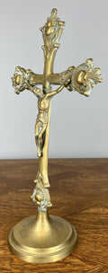 Crucifix Vintage French Style Brass Ornate Religious Altar Cross LOT 46692