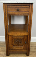 Bedside Table Antique French Style Marble Top Oak Cabinet Nightstand LOT 62411