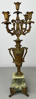 Candelabra Antique French Style Brass Marble Five Arm Candle Holder LOT 6488