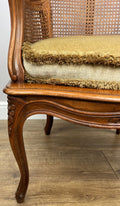 Armchair Vintage French Style Cane Upholstered Accent Carved Chair LOT 631110