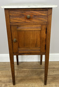 Bedside Table Antique French Style Marble Top Oak Cabinet Nightstand LOT 62451