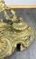 Inkwell Set Vintage French Brass Ornate Desk Stand Accessory LOT 46817