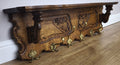 French Vintage Coat Rack Oak 6 Hooks Wall Shelf Carved Coat Hanger LOT 60000