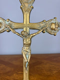 Crucifix Vintage French Style Brass Ornate Religious Altar Cross LOT 46695
