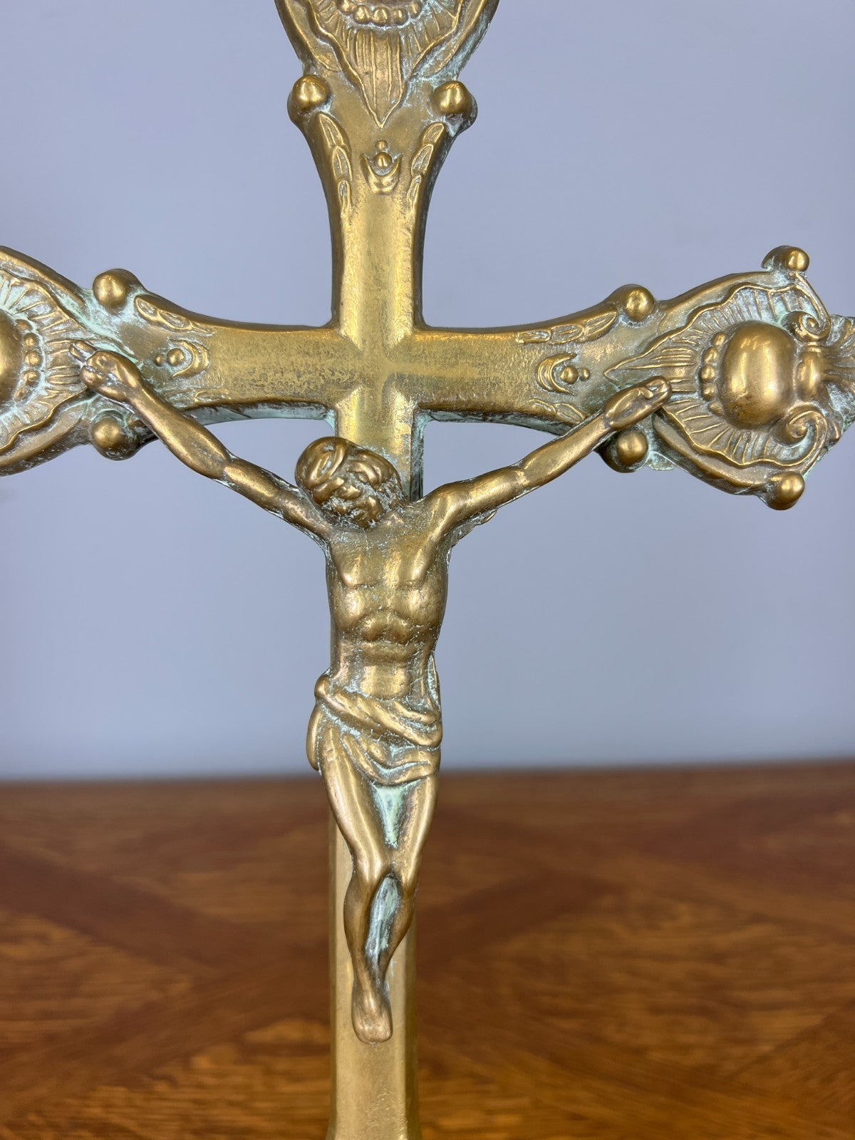 Crucifix Vintage French Style Brass Ornate Religious Altar Cross LOT 46695