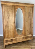 Wardrobe Vintage French Oak Triple Door Mirrored Carved Armoire Cabinet LOT 61012