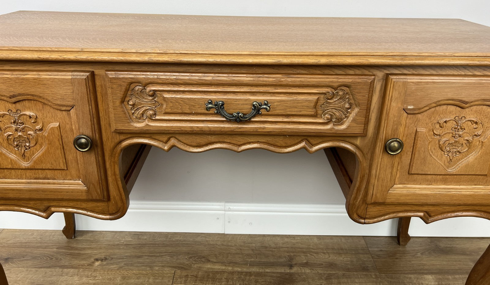 Cabinet Vintage French Louis XVI Style Carved Desk Oak Sideboard LOT 49253