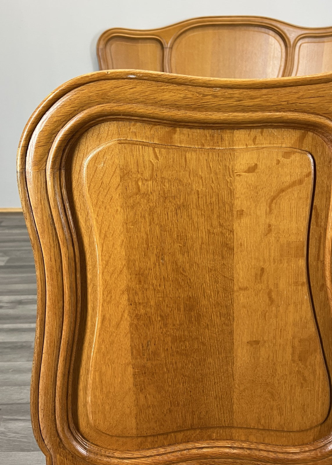 Bed Vintage French Louis XVI Double Bed Frame Oak Carved Headboard LOT 46143