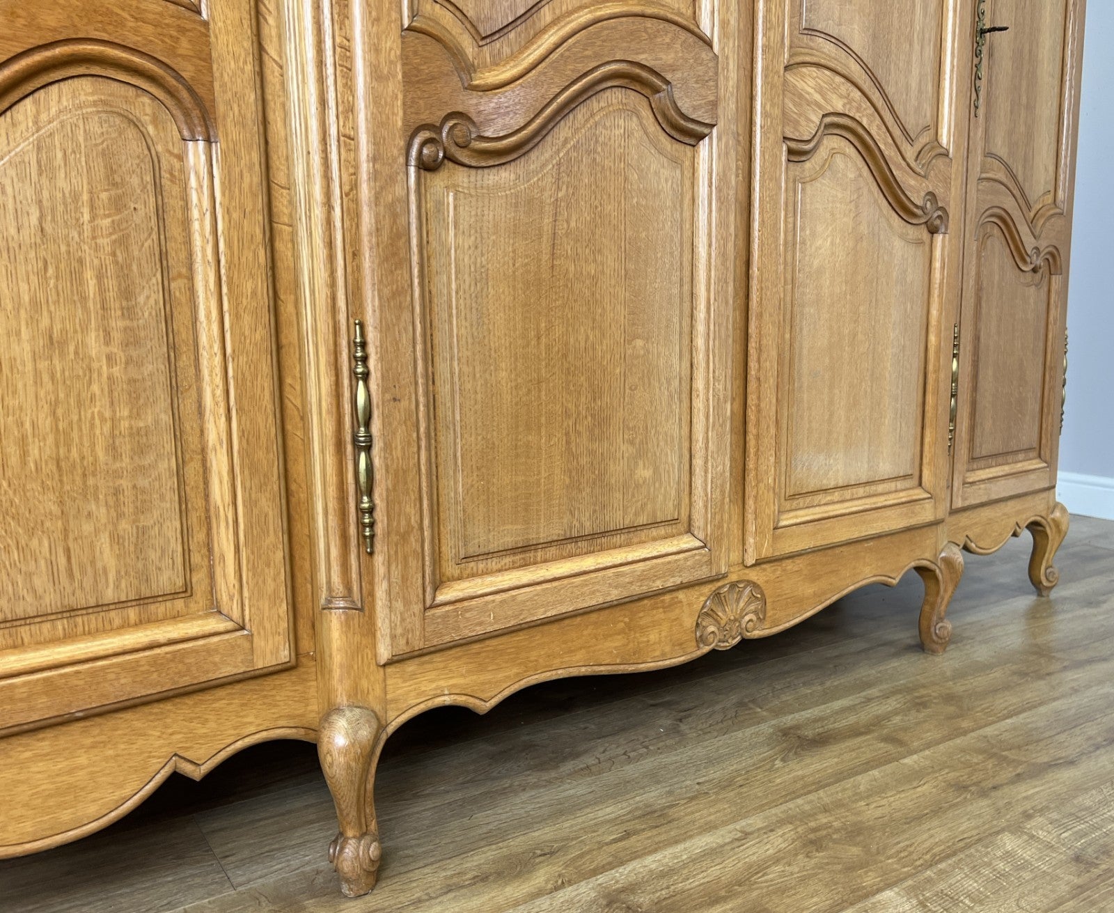 Wardrobe Vintage French Louis XVI Style Oak Four Door Carved Armoire LOT 63855