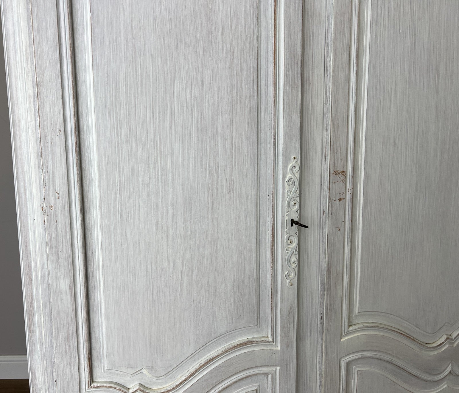 Wardrobe Vintage French Louis XVI Shabby Chic Four Door Oak Armoire LOT 61657