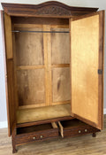 Wardrobe Antique French Oak Two Door Mirrored Carved Armoire Cabinet LOT 614413