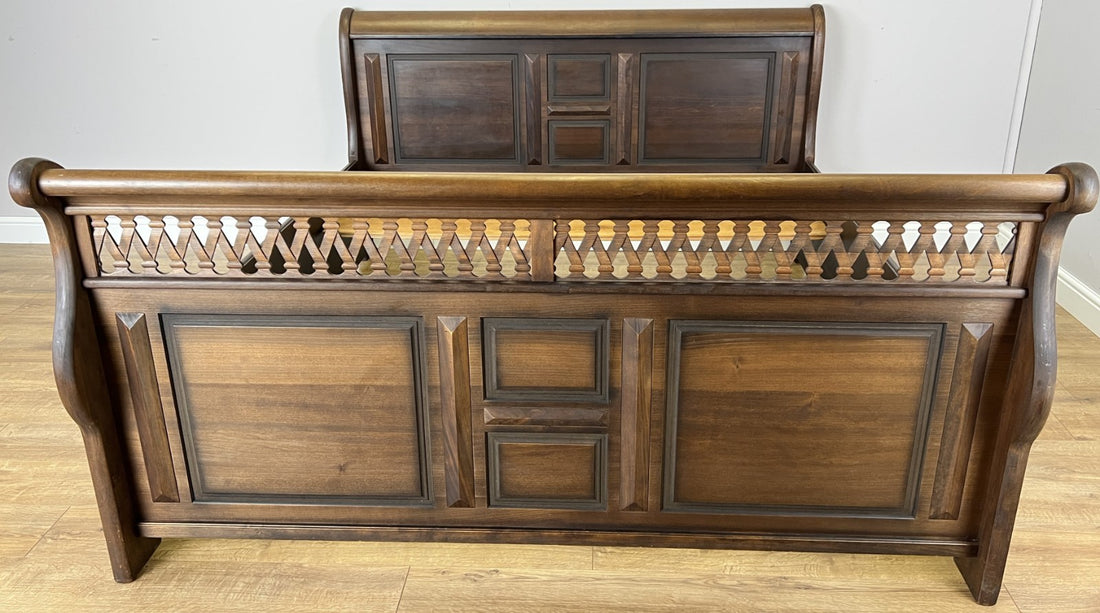 Bed Vintage French Super King Size Sleigh Bed Frame 180x200cm Headboard LOT 64090
