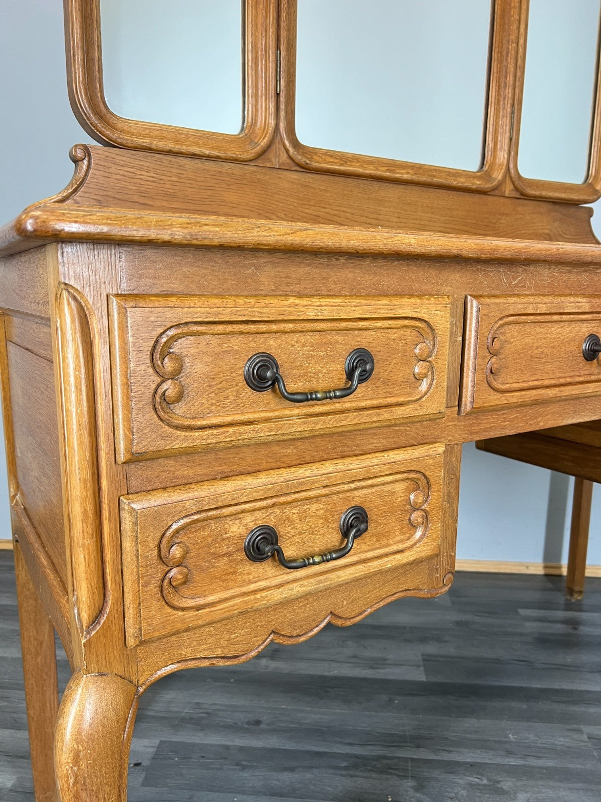 Vintage Dressing Table with Mirror French Oak Louis Vanity Table Makeup LOT 45649
