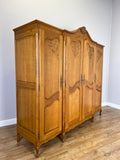 Wardrobe Vintage French Louis XVI Style Oak Four Door Carved Armoire LOT 64551