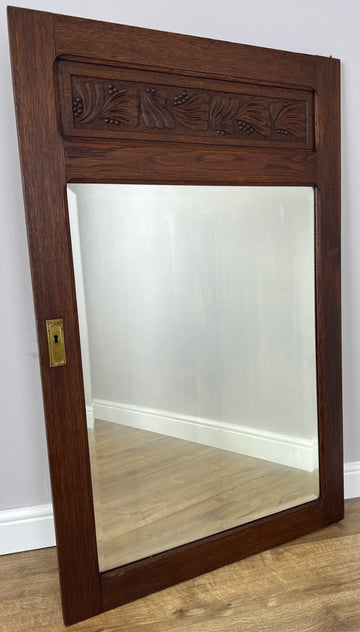 Mirror Antique French Style Oak Carved Wardrobe Mirror Polished Glass LOT 61940