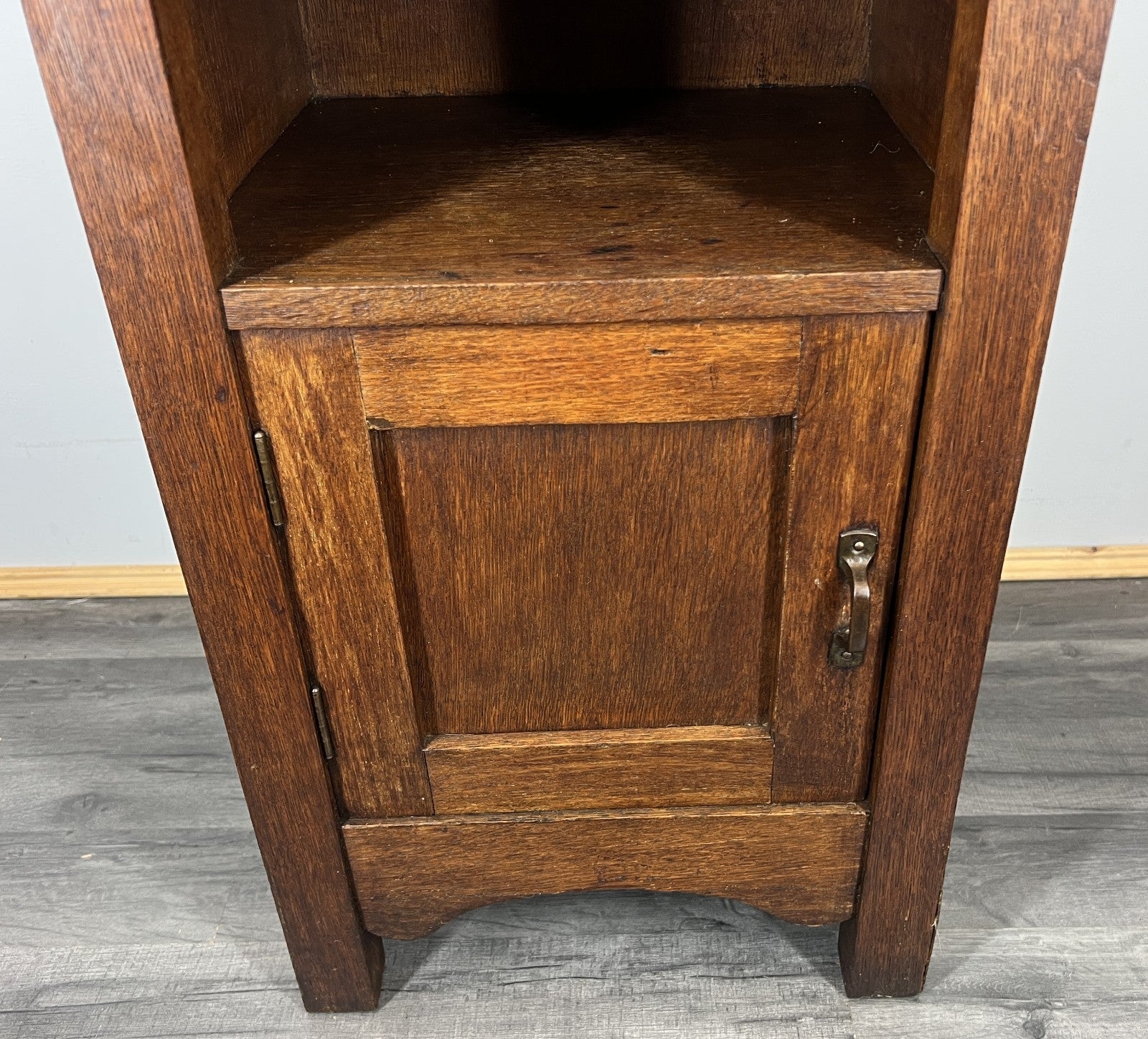 Bedside Table Antique French Style Oak with Marble Top Cabinet LOT 43394