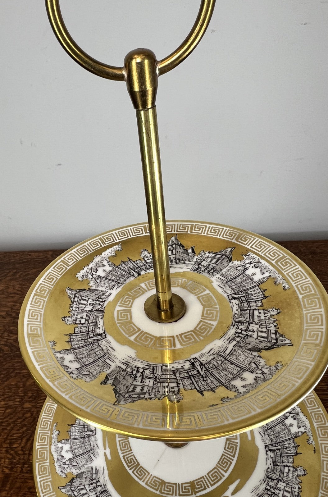 Cake Stand Vintage Style German Bavaria Porcelain Brass Three Tier LOT 47547